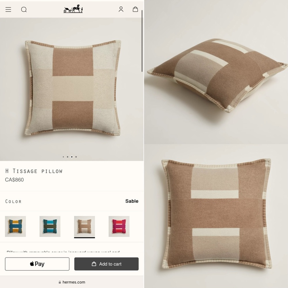 Authentic Brand New Hermes H Hissage pillow